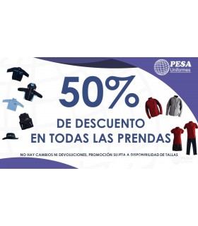 50% DE DESCUENTO EN TODAS LAS PRENDAS Uniformes Pesa