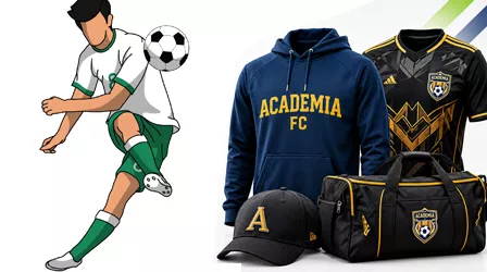 Paquete de sudadera, jersey, gorra y bolsa deportiva de Academia FC